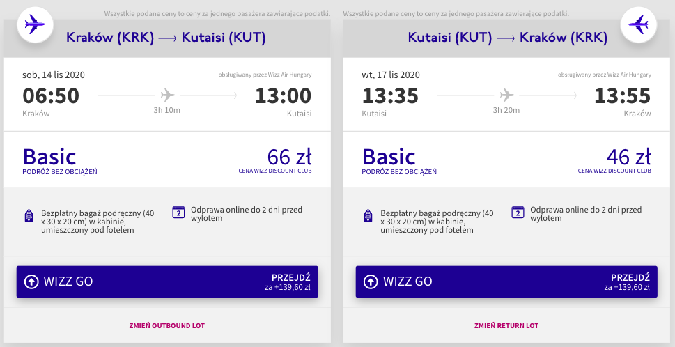 zarezerwuj loty do kutaisi