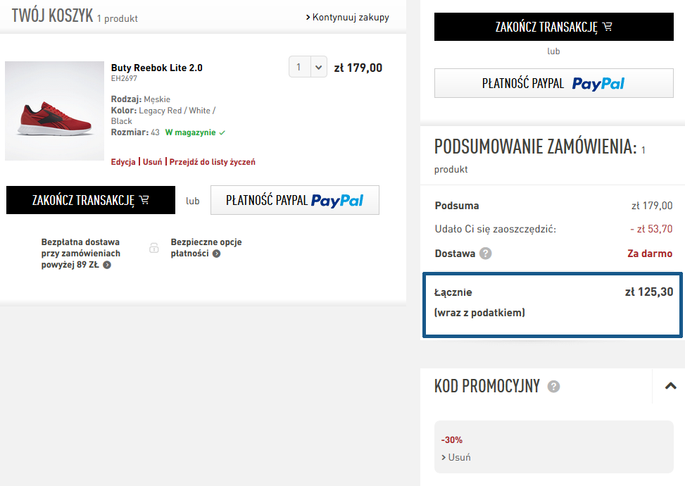 Zamówienie butów