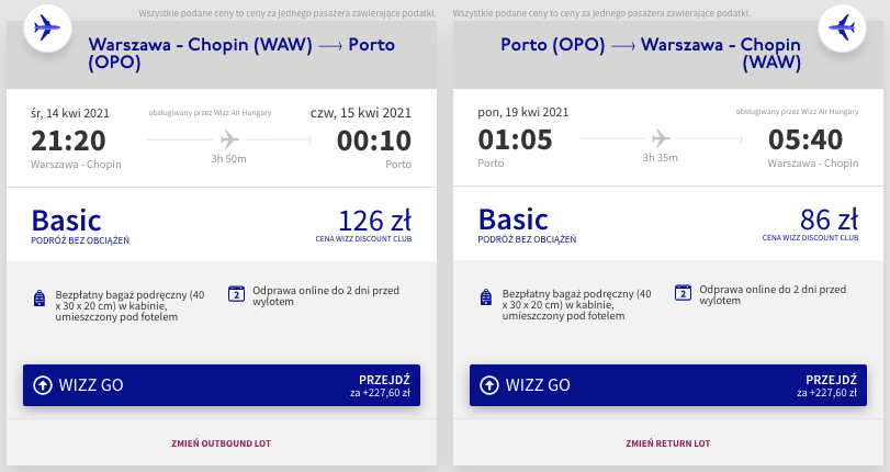 zarezerwuj loty do porto