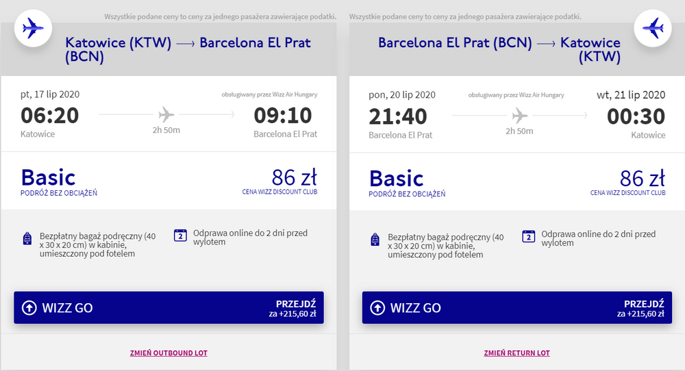 loty do barcelony