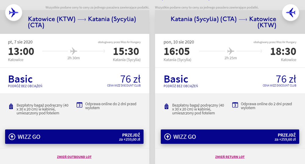 loty na sycylię