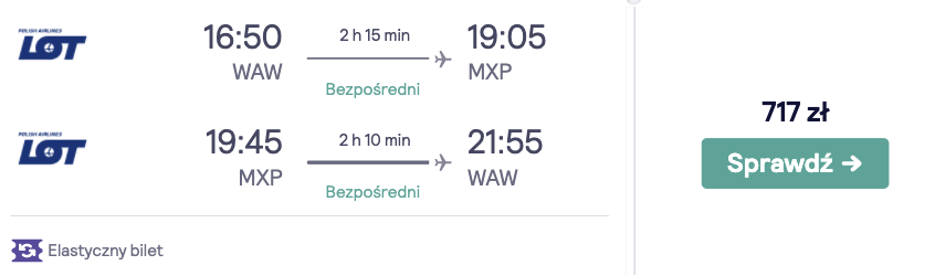 zarezerwuj loty do mediolanu