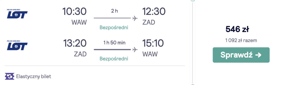 zarezerwuj loty do zadaru