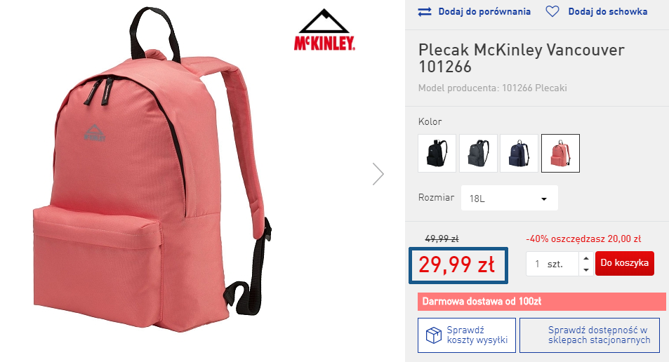 Zamówienie plecaka