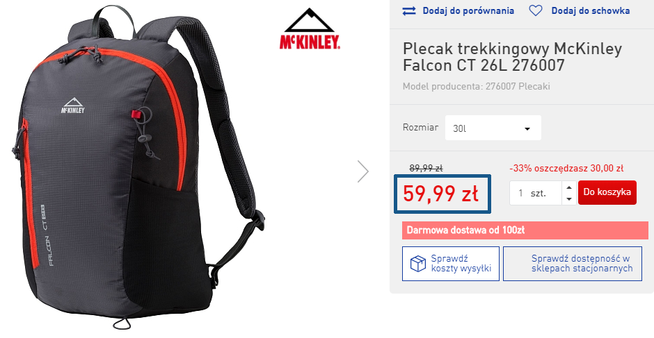 Zamówienie plecaka