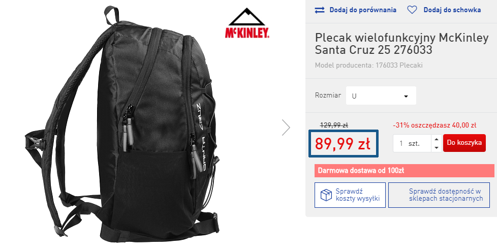 Zamówienie plecaka