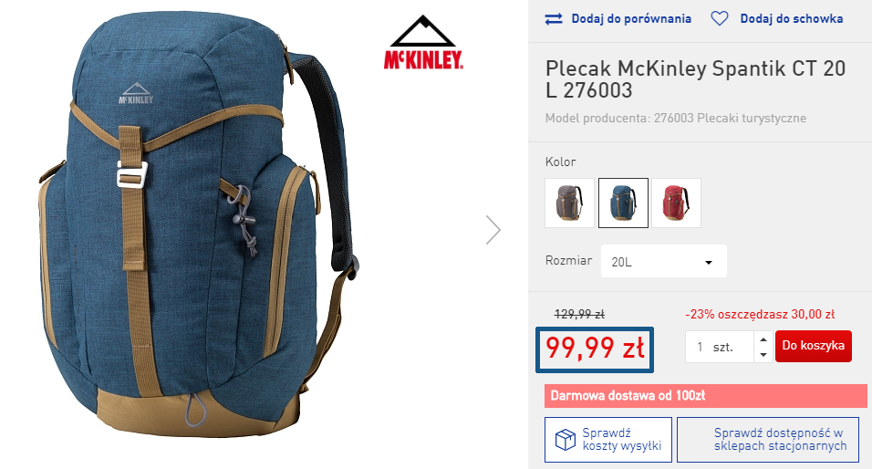 Zamówienie plecaka
