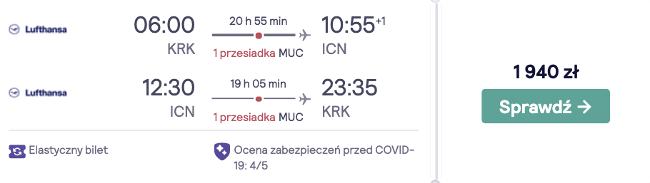 zarezerwuj loty do seulu