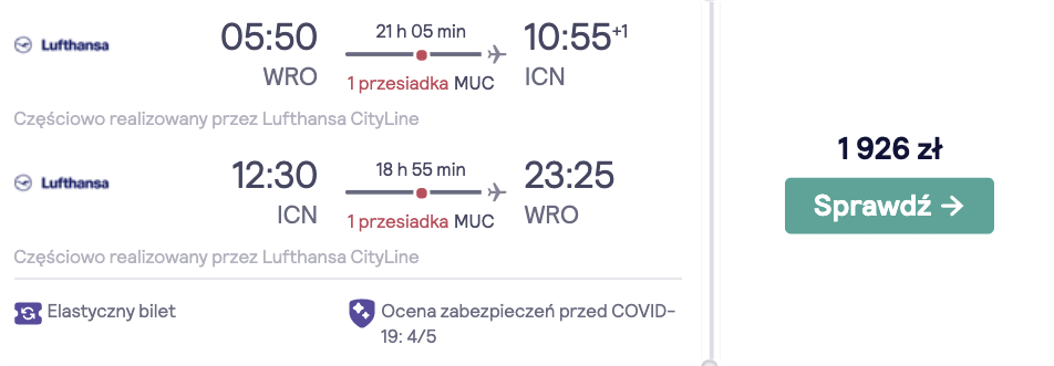 zarezerwuj loty do seulu