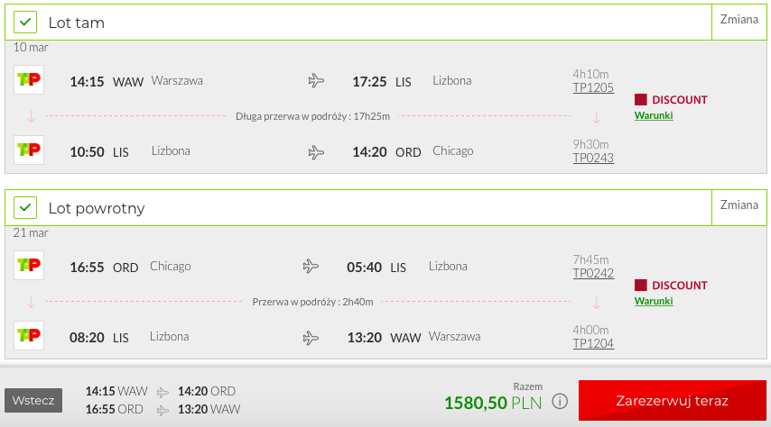 zarezerwuj loty do chicago
