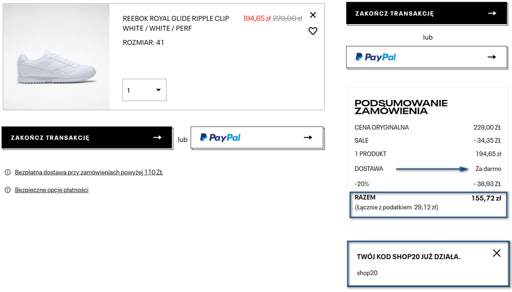 reebok promocja