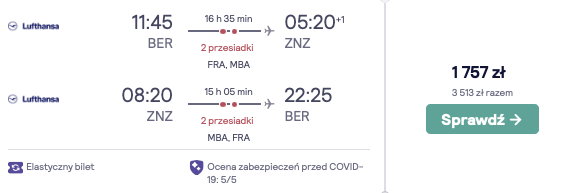 zarezerwuj loty na zanzibar