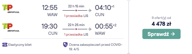 zarezerwuj loty do cancun