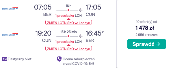 zarezerwuj loty do cancun