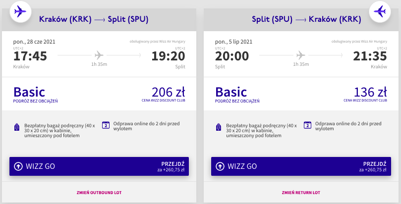 zarezerwuj loty do splitu