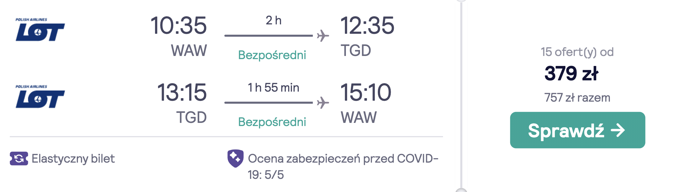 zarezerwuj loty do czarnogory