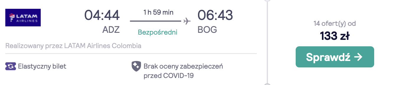 zarezerwuj loty do bogoty