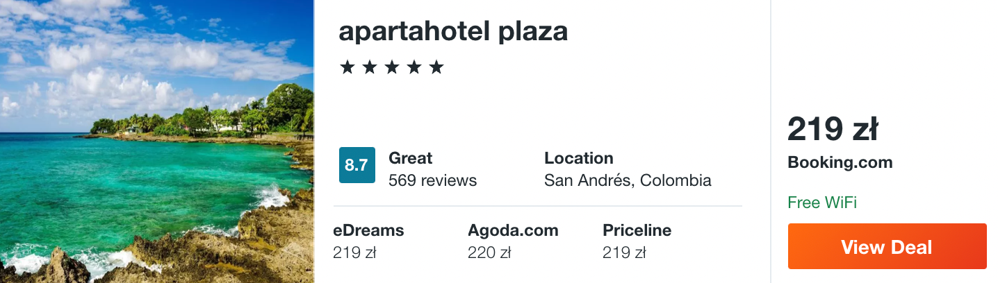 zarezerwuj hotel na san andres