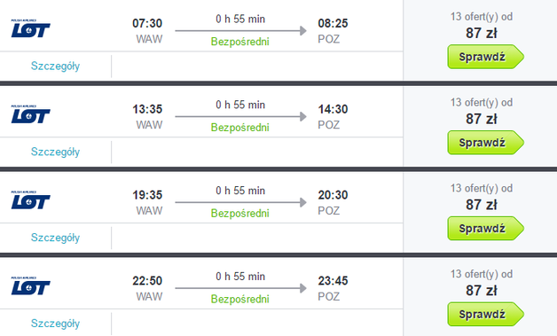 WAW POZ 87 PLN