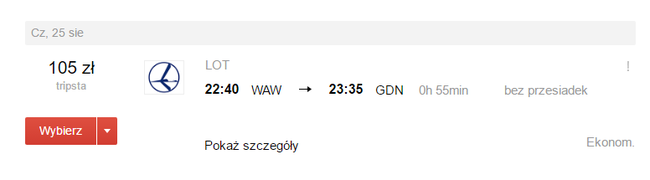 WAW GDN 105 PLN