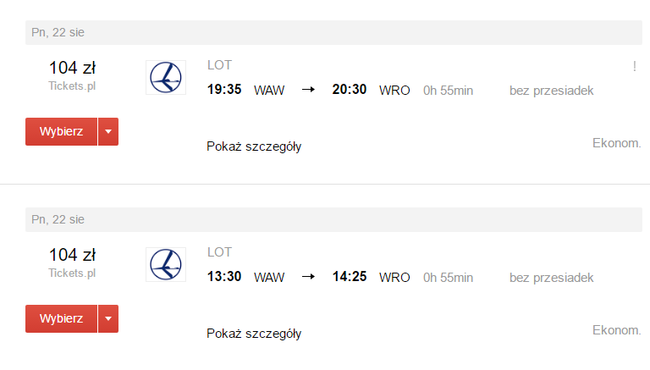 WAW WRO 104 PLN