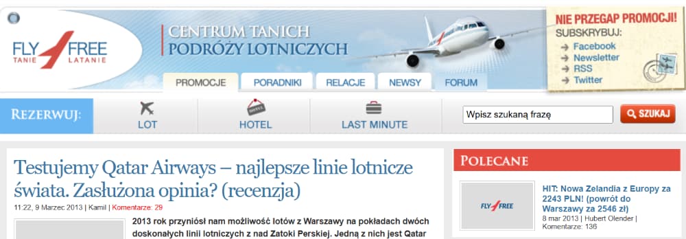 Fly4free.pl w 2013 roku