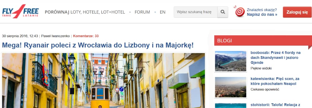 Fly4free.pl w 2016 roku