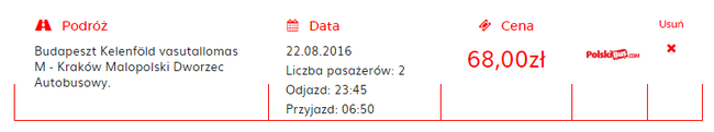 Powrót BUD KRK kurs nocny