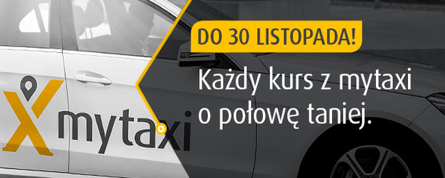 Za połowę ceny! Taksówki mytaxi tańsze przez cały listopad
