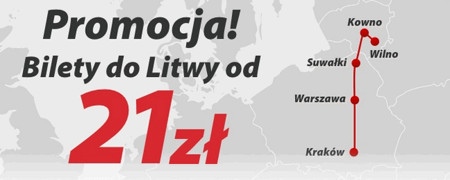 Noworoczna promocja na bilety z Krakowa, Warszawy i Suwałk do litewskich miast: Kowna i Wilna od 21 PLN w jedną stronę