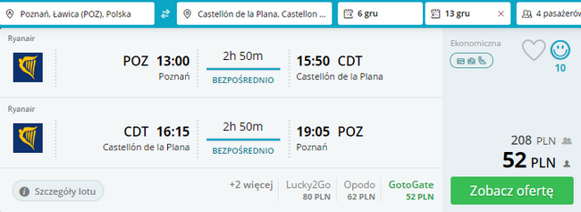 rezerwacja lotów z poznania do castellon