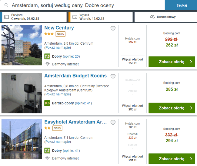 rezerwacja noclegów w Amsterdamie 