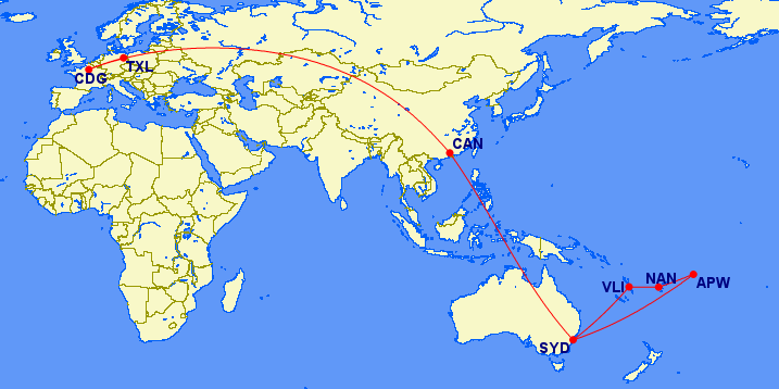 poglądowa trasa przelotu