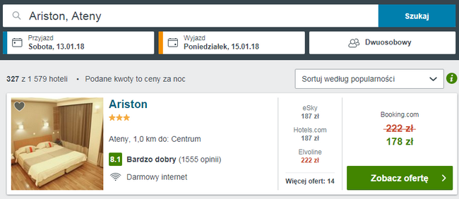 nolceg w atenach za 178 złotych za noc