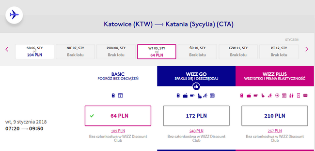 loty do Katanii