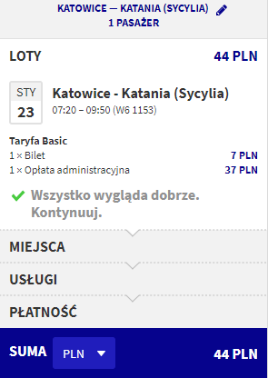 loty z katowic do katanii
