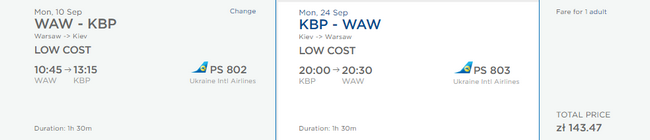 loty z warszawy do kijowa