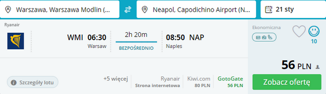 Rezerwacja lotów z Warszawy do neapolu