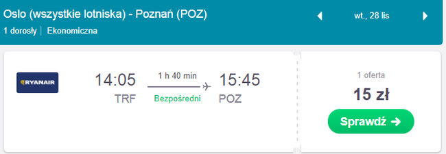 rezerwacja lotów z oslo do poznania