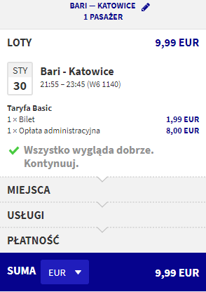 loty z bari do katowic