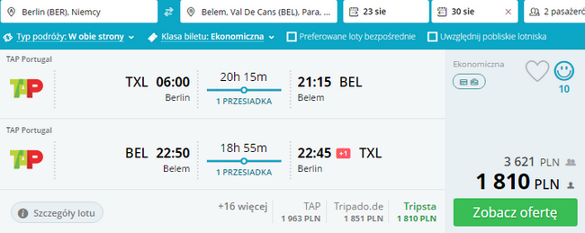 rezerwacja biletów z Berlina do Brazylii