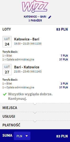 Wizzair z Katowic do Bari