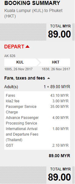 przelot z Kuala Lumpur na Phuket