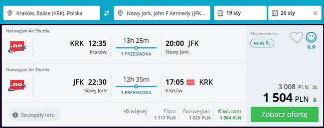 Nowy Jork z Krakowa bilety lotnicze