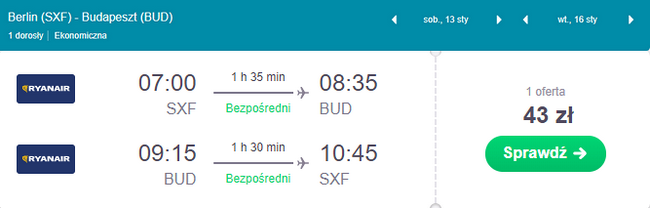 loty z Berlina do Budapesztu