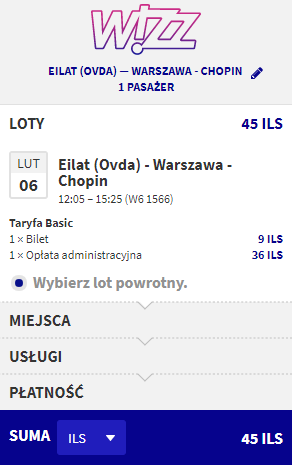 rezerwacja biletu z Ejlatu do Warszawy