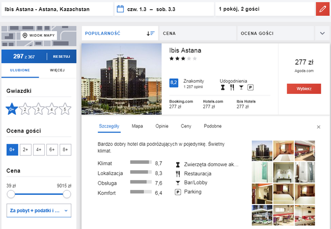 noclegi w hoteli ibis astana