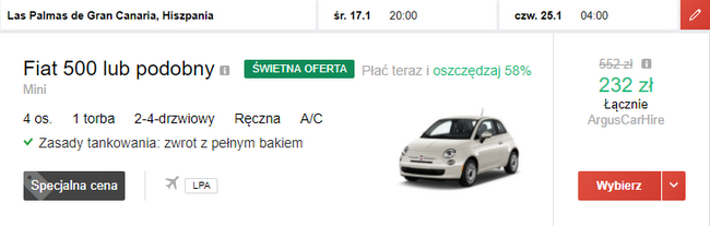 rezerwacja auta w Las Palmas