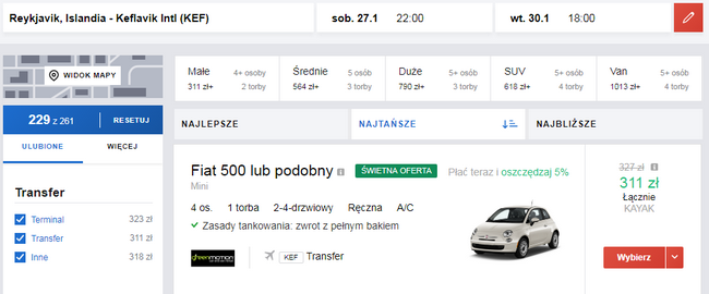 wypożyczenie samochodu na Islandii