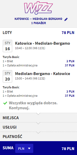 Wizzair z Katowic do Bergamo